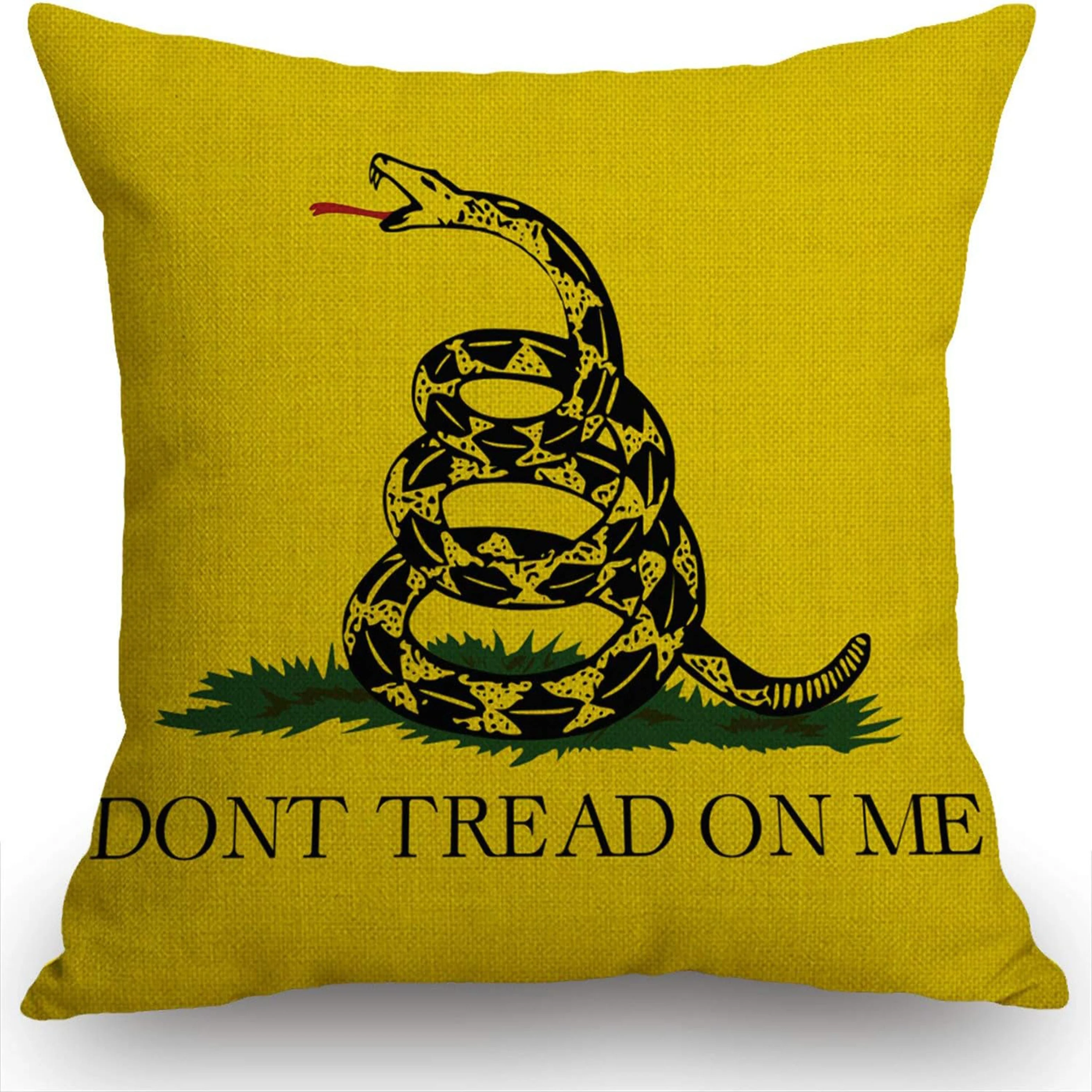 1pc Linen Dont Tread On Me Flag Yellow Throw Pillow Case Cushion Cover For Sofa Couch Single Sided Printing 45x45cm