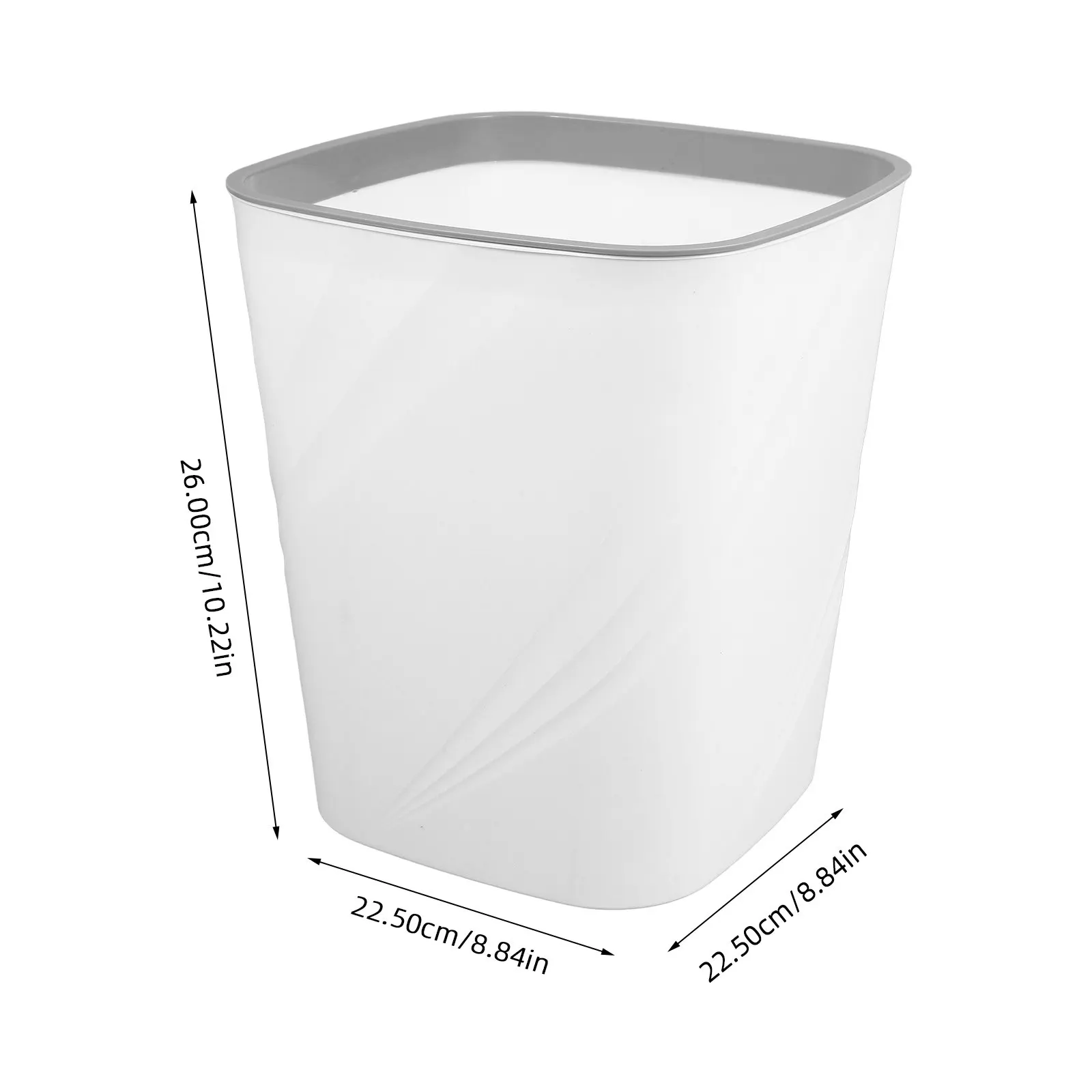 Large Volume Slim Profile Trash Can with Lift Lower Press Ring for Kitchen Bathroom Office Home Use Plastic Rectangular