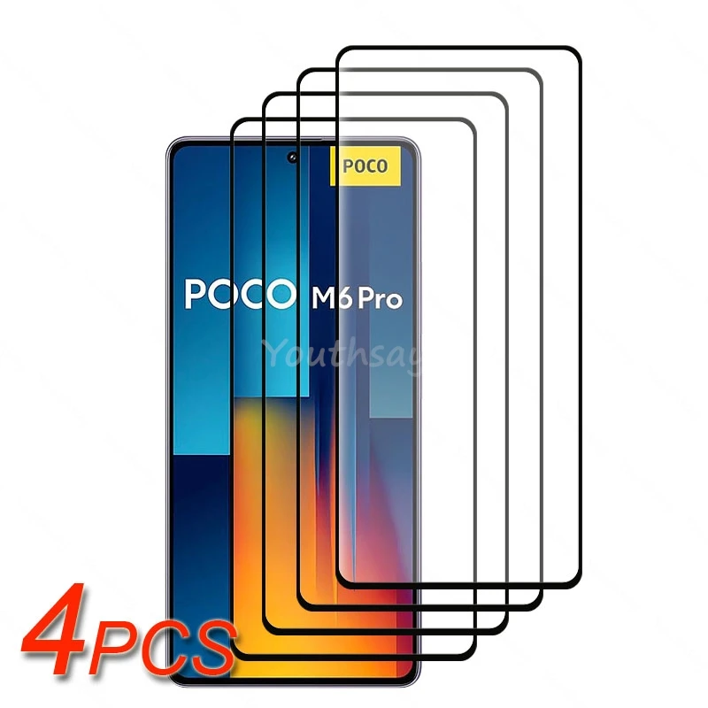 

4PCS Tempered Glass For Xiaomi POCO M6 Pro Glass Screen Protector Film For POCO M6 Pro Glass HD Flim For Xiaomi POCO M6 Pro 5G