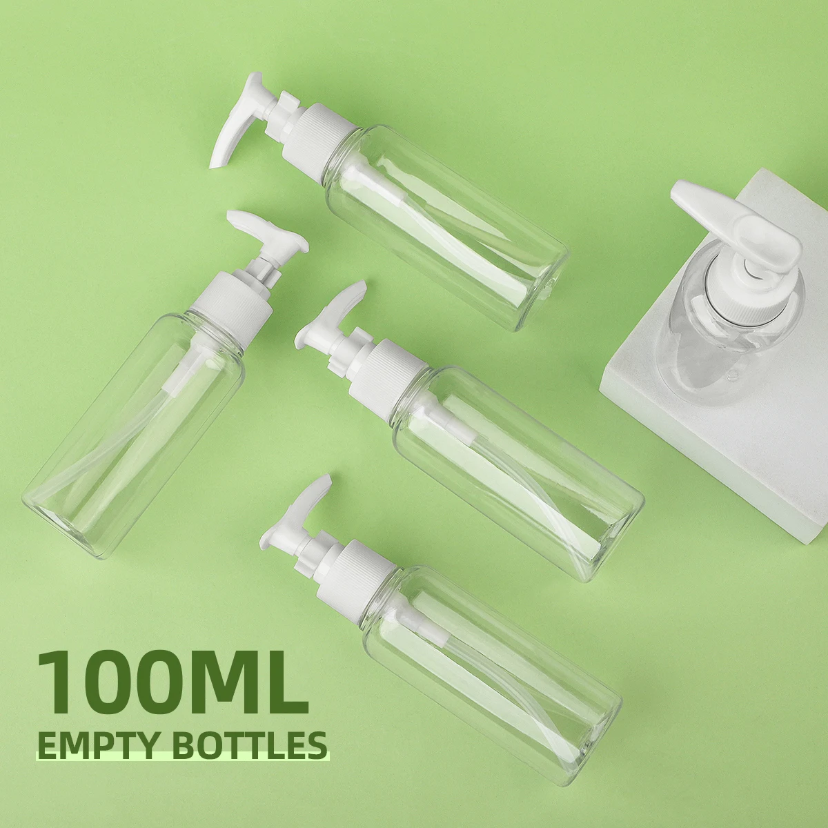 5개 100ml 두꺼운 플라스틱 투명 버클 펌프 압출 병, 샴푸 샤워 젤 등