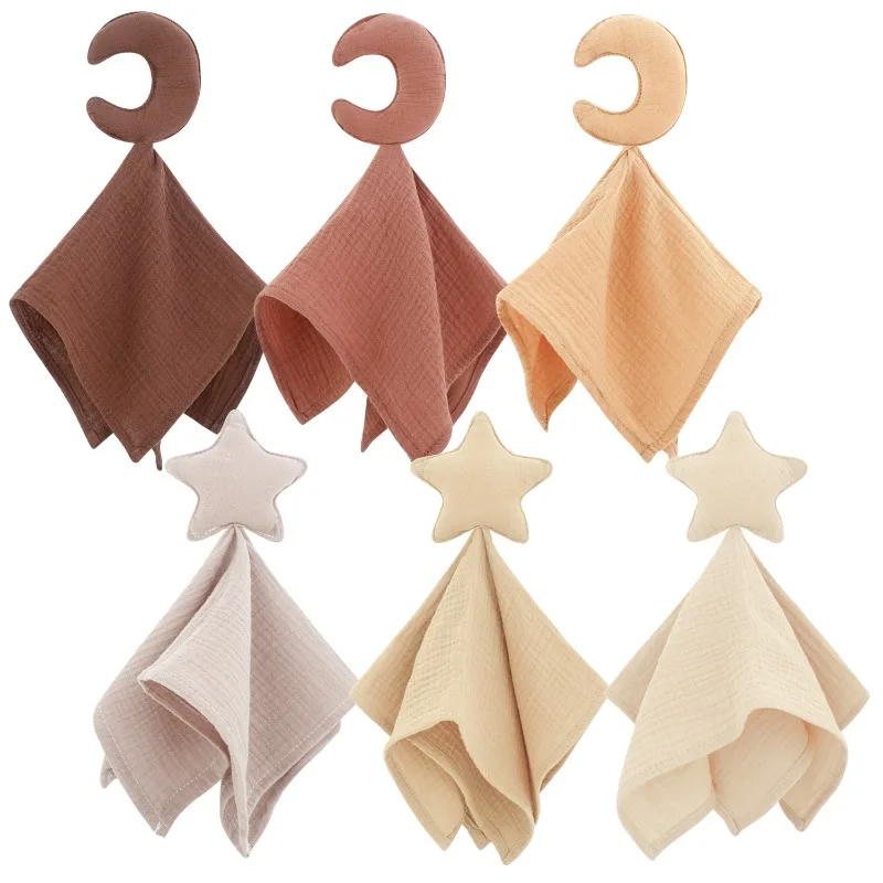 Star Moon Lovey Infant Towels 2026 New INS Cartoon Baby Security Blanket Soft Cotton Gauze Comforter for Newborn Crib Sleep