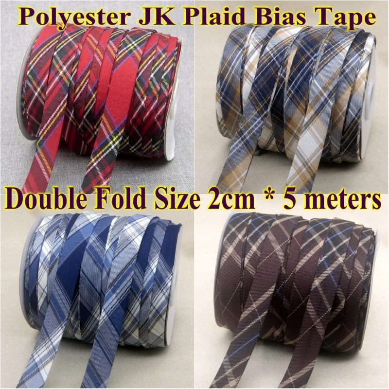 Nastro Bias in poliestere JK Plaid nastro a quadri doppia piega dimensioni 2cm nastro per rilegatura diagonale con bordo cucito fatto a mano fai da