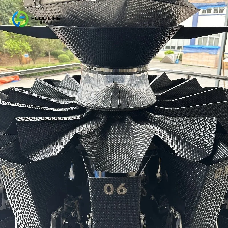 14 Head Electric Multihead Food Weigher with Wood Packaging PLC Core 1.3lt Bucket 304 Stainless Steel -Non-Stick Coating Custom