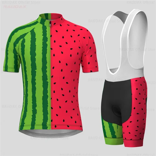 Conjunto de Jersey de Ciclismo para hombre, Ropa de Ciclismo transpirable de manga corta de verano con sandía, traje de uniforme de Ciclismo