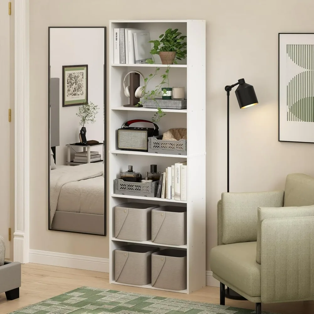 

Simply Home Free Standing 6-Tier Open Storage Bookcase with More Color To Choose, Bookshelf Manufactured From Wood