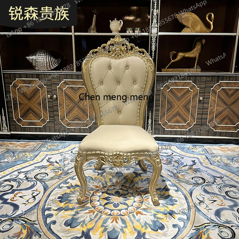 

French solid wood dining chair restaurant luxury carved chair leisure sofa chair home
