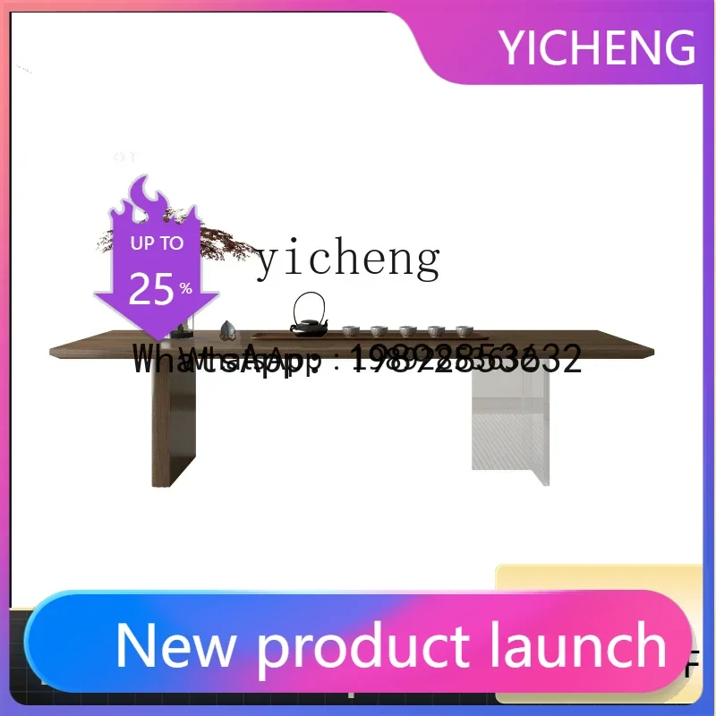 

LYY acrylic suspended tea table log large board table tea room solid wood tea table and chair combination