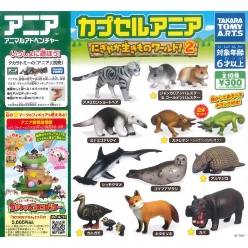 Japanese Bandai Genuine Gacha Scale Model Zoo Cat Hamster Spiny Shark Chameleon Fox Duck Tabletop Decoration Action Figure Toys