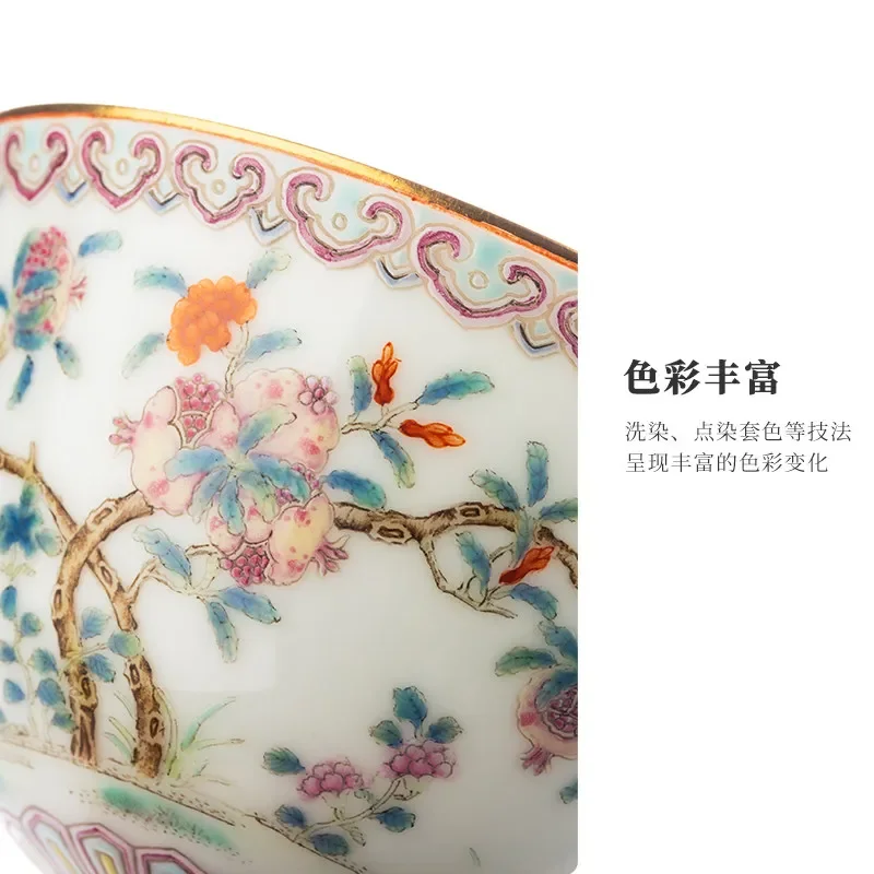 

Pastel pomegranate tall teacups, wine glasses, high-end ceramics, all handmade Jingdezhen ceramics
