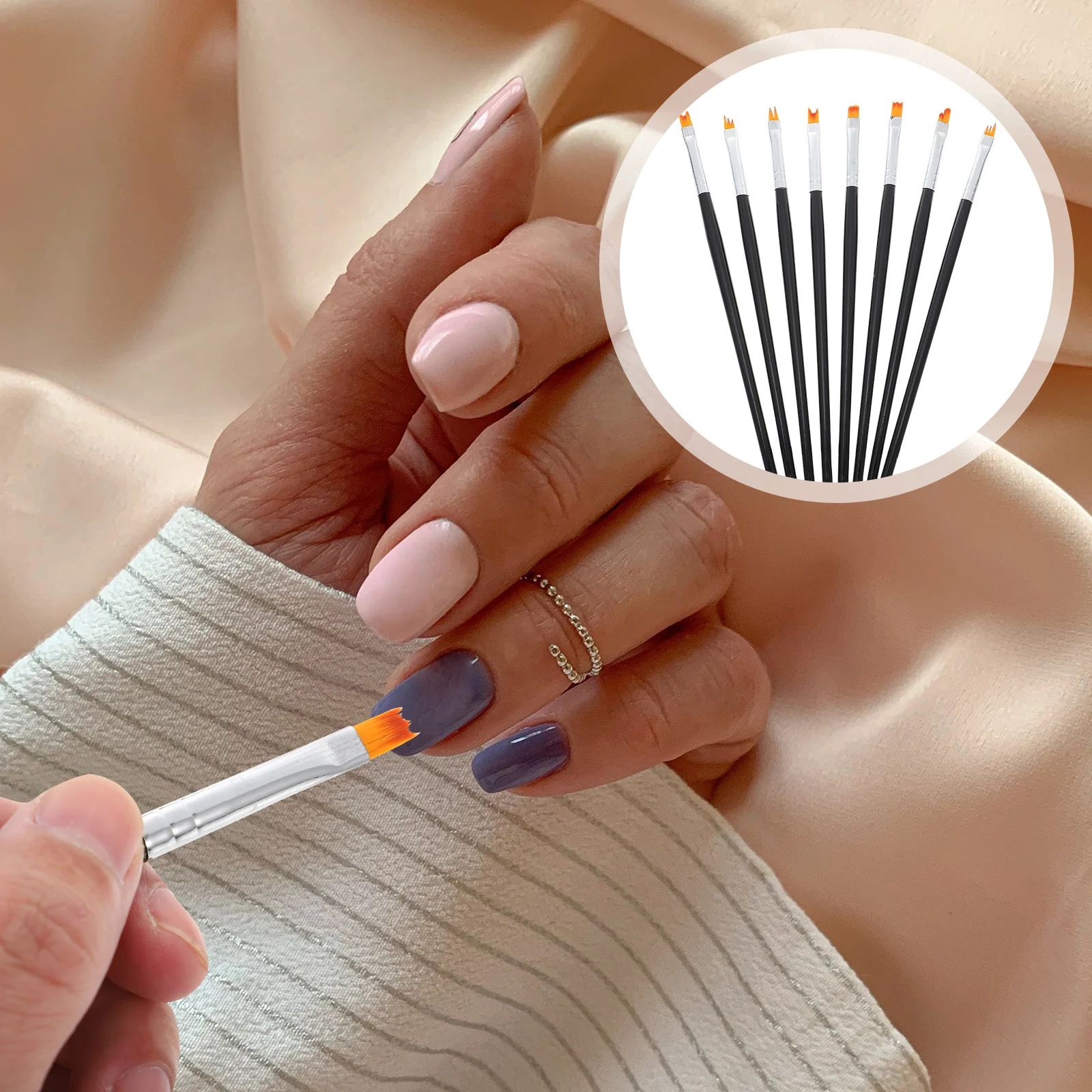 Zestaw 8 pędzli do zdobienia paznokci z ergonomicznym uchwytem do naturalnych i sztucznych paznokci, do malowania i precyzyjnych detali, zestaw pędzli do paznokci.