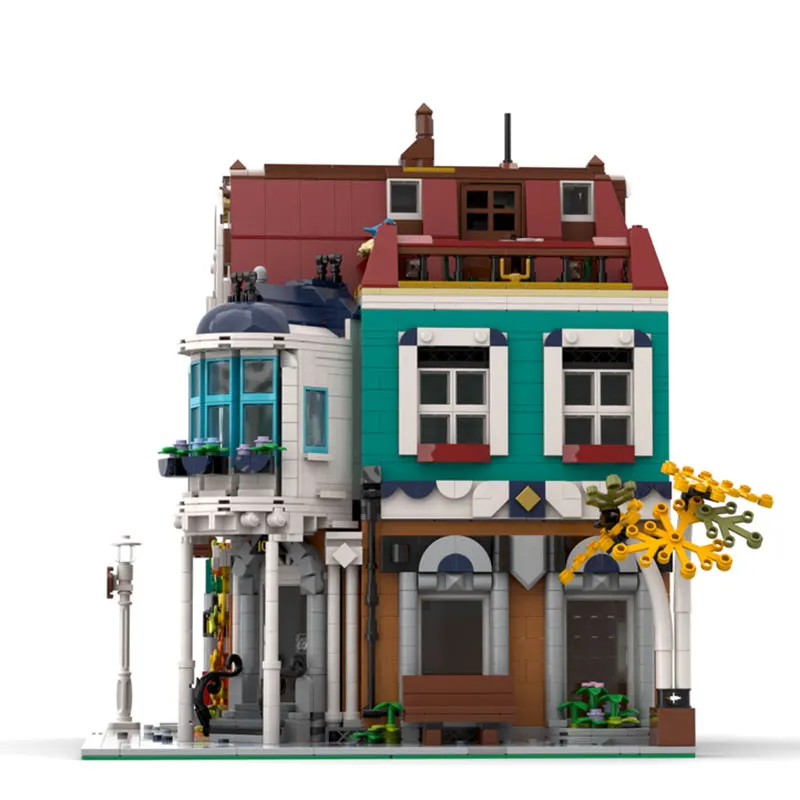 MOC- 139591   Bookshop Build Street View-serie Assembleren van deeltjesbouwstenen DIY-model Montageset Creativiteit 2055PCS