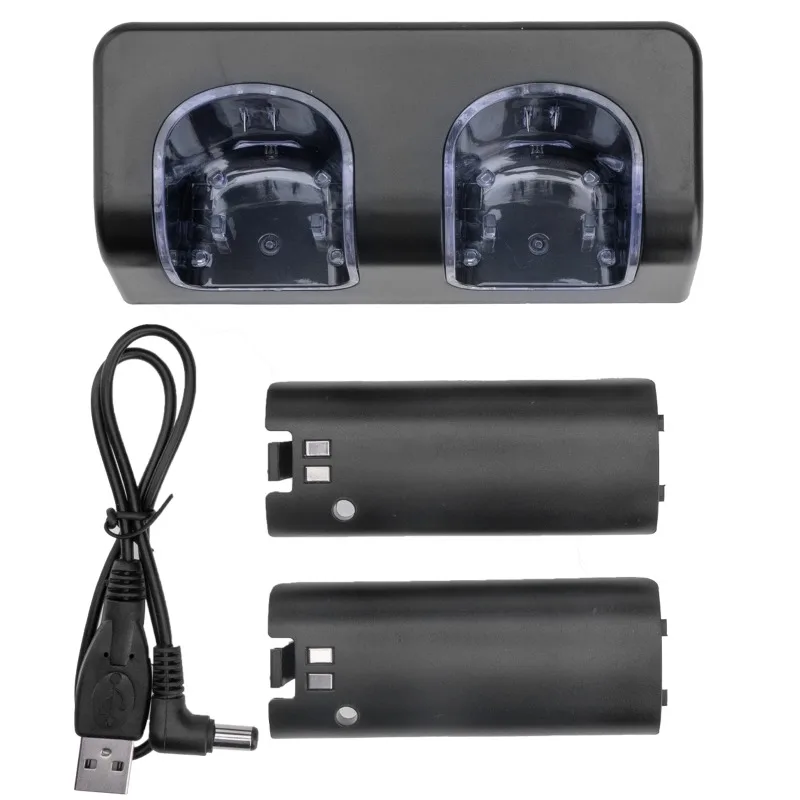 For Nintendo Wii Remote Controller Charging Dock Station + 2pcs 2800mAh Rechargeable Batteries for Wii Gamepad Battery Charger