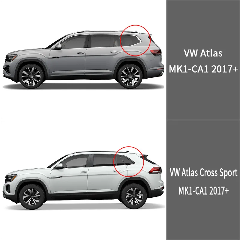 Para volkswagen vw atlas cross sport 2017 + viseira da janela do carro toldo abrigos janela lateral chuva sol sombra acessórios
