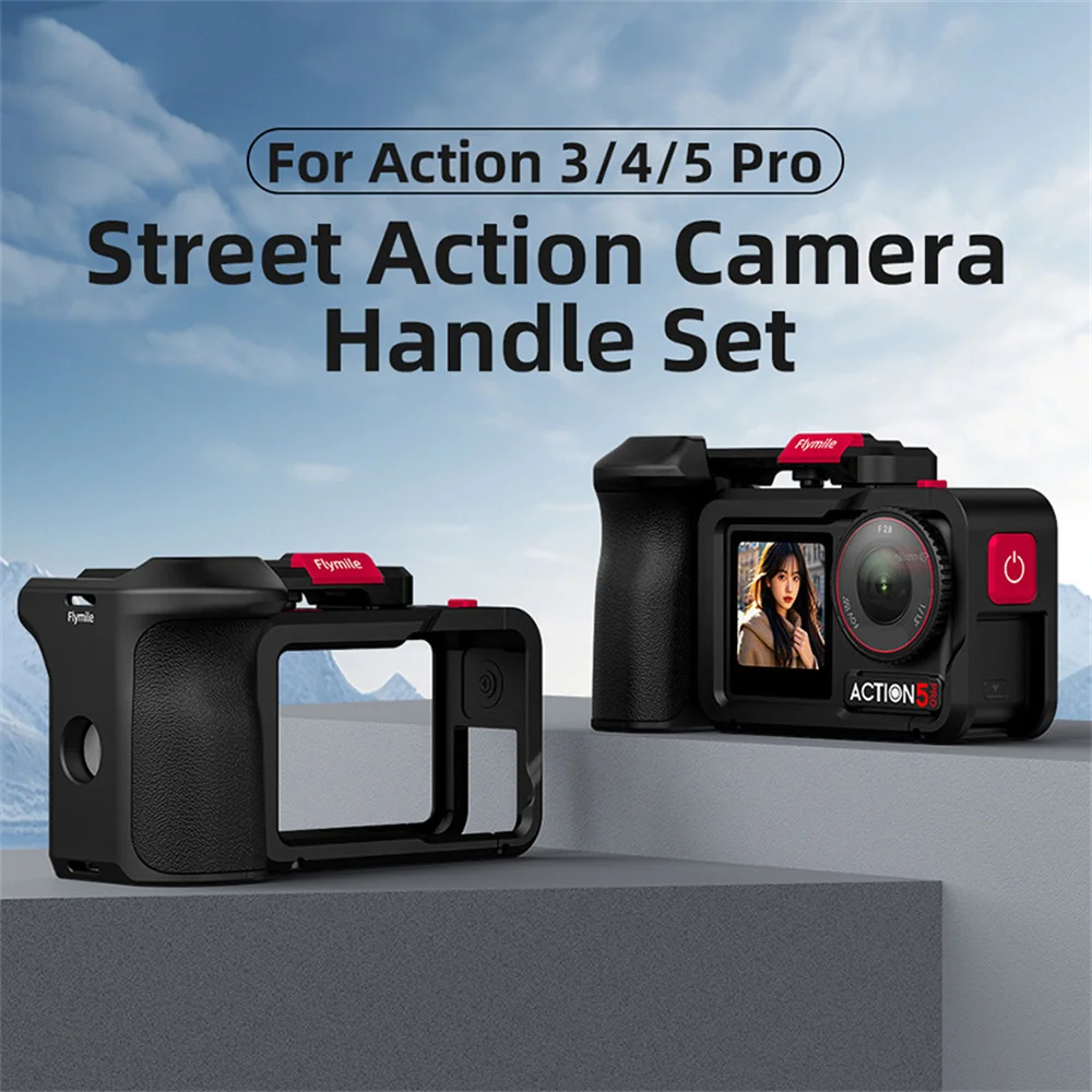 Handle Grip Kit For DJI OSMO Action 3/4/5 Pro Aluminum Alloy Metal Frame Safety Wrist Hand Protect Cold Shoe Expansion Accessori