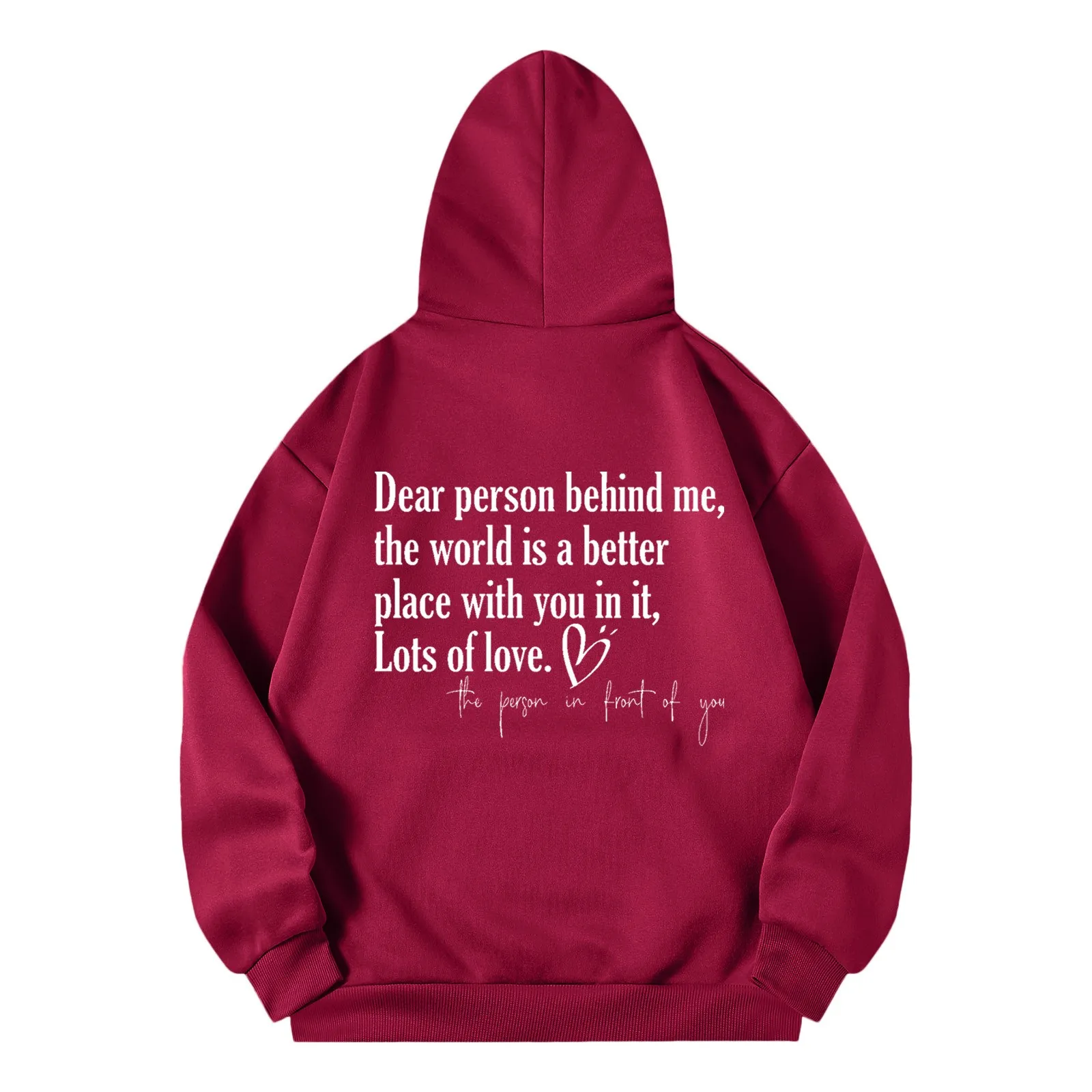 Back Letter Heart Graphic Hoodies For Women Solid Color Sweatshirts Loose Hoodie Hooded Long Sleeve Sweatshirts For Lady Fall