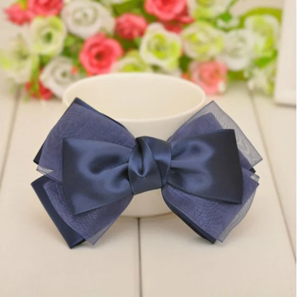 

Blue 12*7.5Cm Silk Bowknot Hair Clip For Women Girls Elegant Hairpin Headwear Decorative Women Hair Pin Brooch