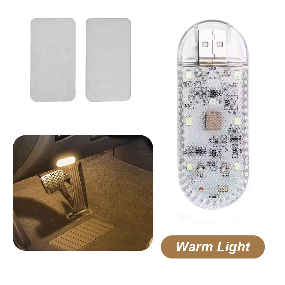 

1 Pc 5V Mini Car LED Touch Lighting PVC+LED USB Charging Single Colors for Car Storage Boxes, Armrest Boxes, Doors Lighting