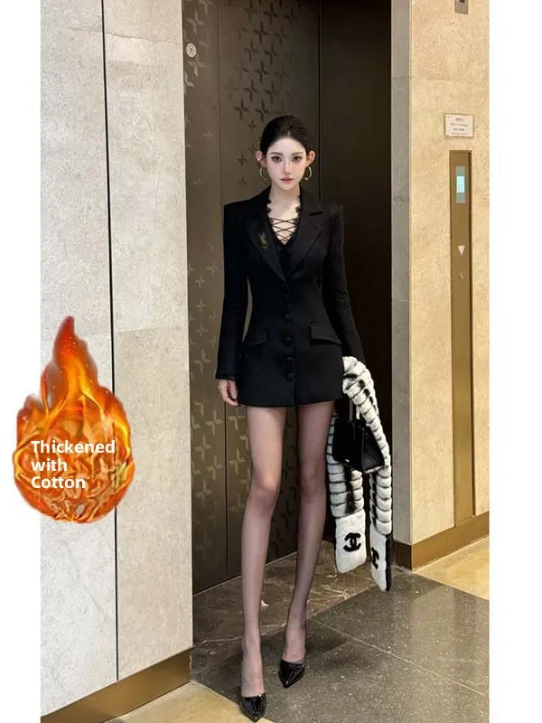 

Зимний новый утепленный хлопковый костюм-двойка с бантом, повседневный модный женский пальто из полиэфирного волокна с длинными рукавами