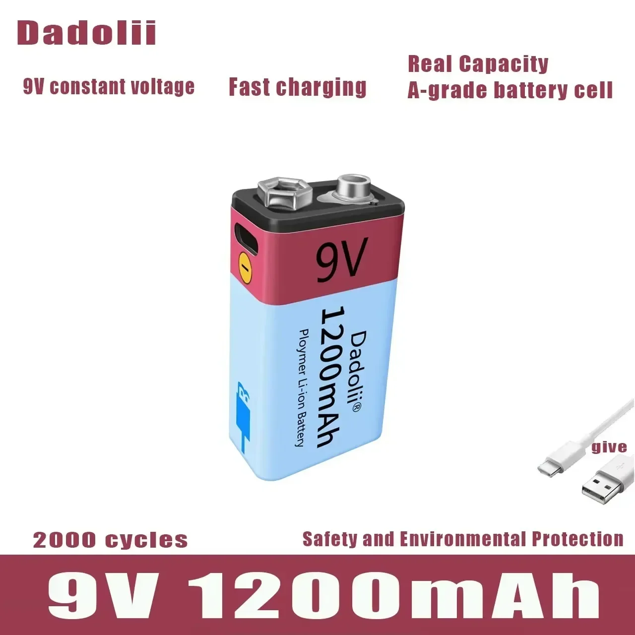 Long-lasting 9V 1200mAh Li-ion Rechargeable Battery - Ideal for Multimeter Microphone Toy Remote Control KTV Use