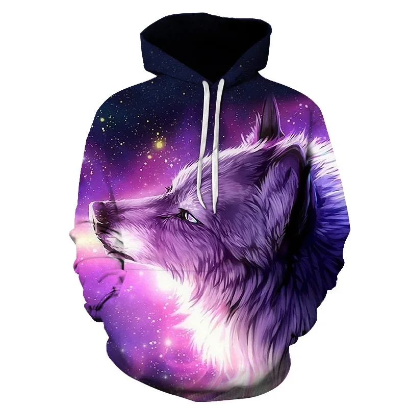 Legal espaço galáxia lobo moletom com capuz masculino lobo brilhante moda bonito lobo hoddies primavera outono pullovers moletom suor