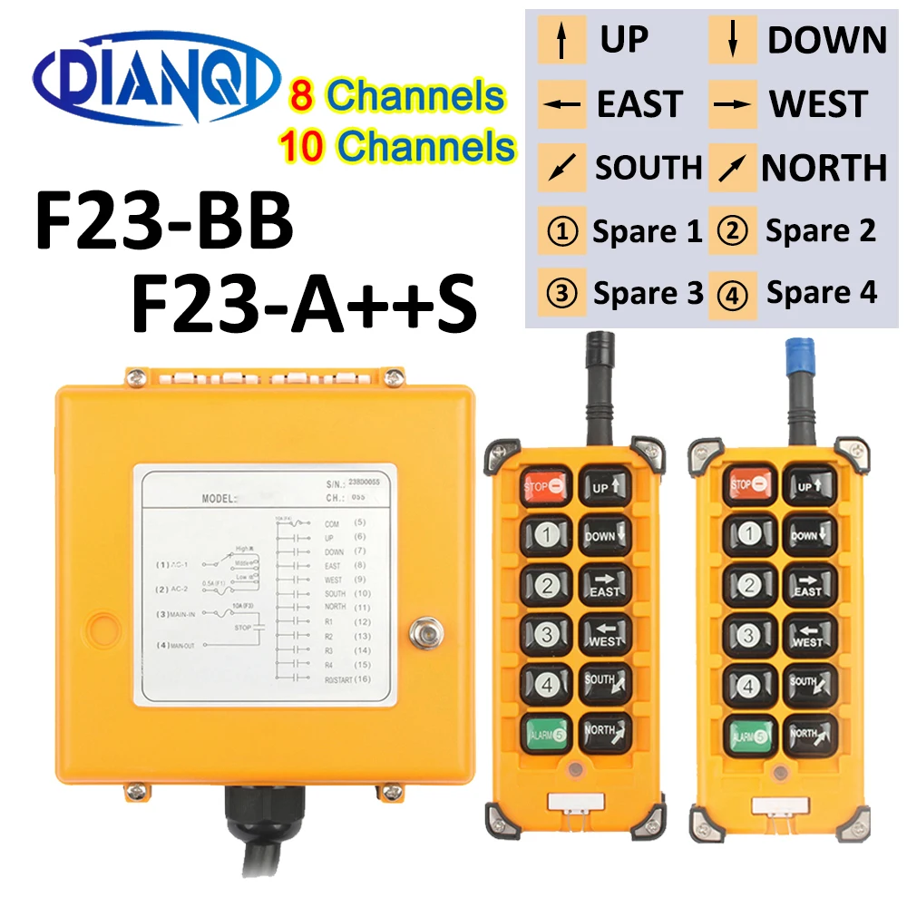 F23-BB F23-A +++ S อุตสาหกรรมรีโมทคอนโทรลไร้สายควบคุมความเร็วรอกวิทยุควบคุมเครนเครนยก24V 12V 220V