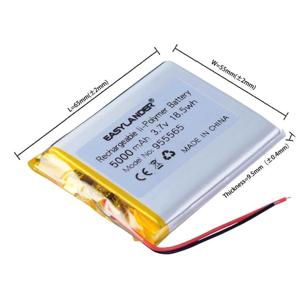 955565 105565 955465 3.7V 5000mAh Rechargeable Li-Polymer Battery  Lipo Batteries