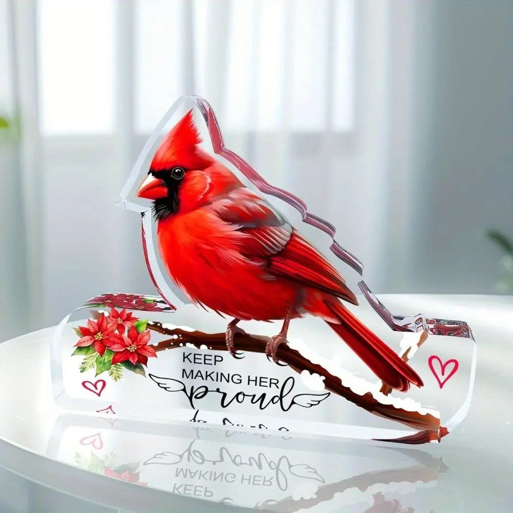 Cardinal Memorial Acrylic Plaque, Sympathy Gift for Loss of Mother Grandma Aunt Sister, Table Remembrance Decor