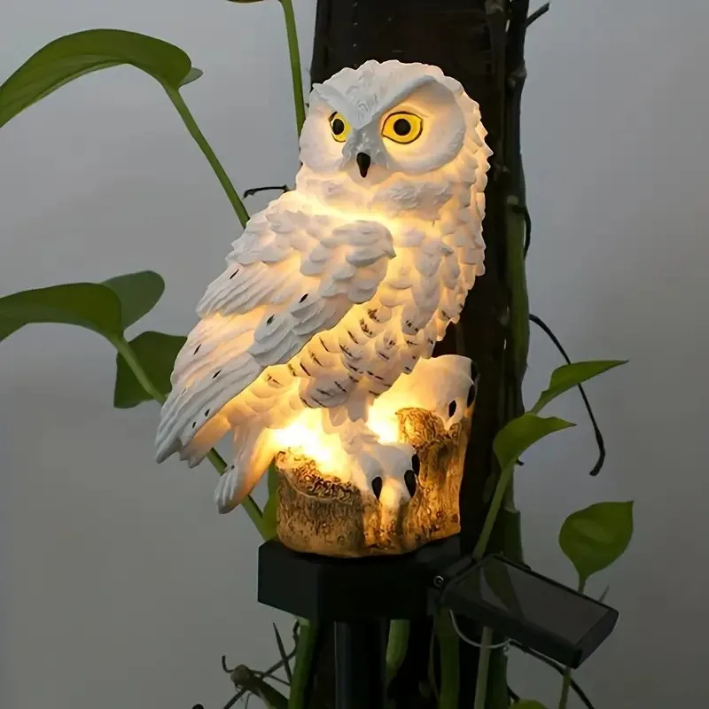 Solar LED Owl Garden Stake Lights Realistic Outdoor Landscape Lighting Glow for Villas Parks Pathways Ambient Spooky Stake Light