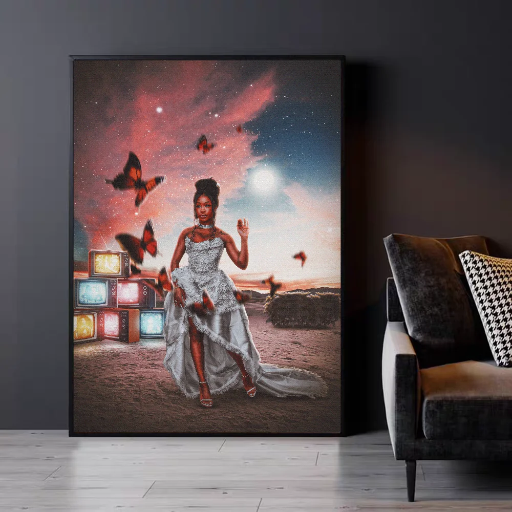 American Singer Star SZA Poster Vintage Posters Sticky Retro Kraft Paper Sticker DIY Room Bar Cafe Kawaii Room Decor DIY Poster