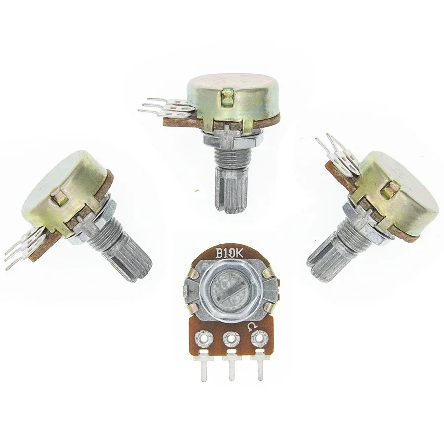 10PCS WH148 B1K B2K B5K B10K B20K B50K B100K B500K 3Pin Linear Potentiometer 15mm Shaft With Nuts And Washers