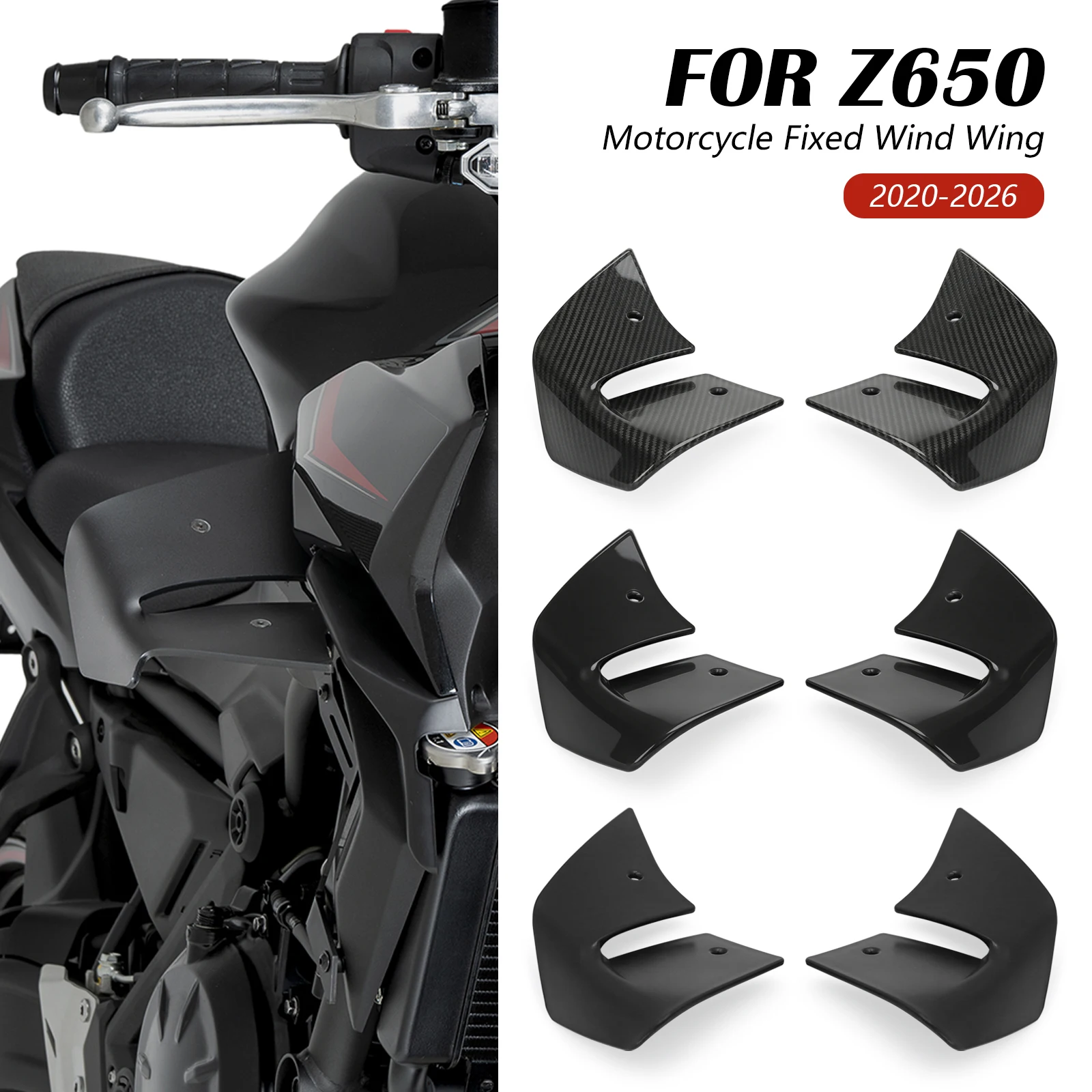 

For KAWASAKI Z650 2025 2026 Z 650 2020-2026 Motorcycle Sport Downforce Naked Forntal Spoilers Aerodynamic Wing Deflector winglet