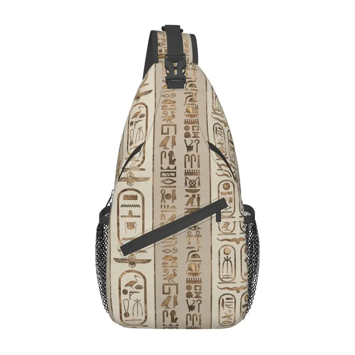 

Egyptian Hieroglyphs Crossbody Sling Bag Small Chest Bag Eastern Language Shoulder Backpack Daypack for Travel Hiking Cycling