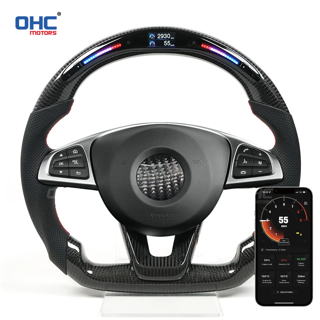 

OHC Galaxy Pro LED Carbon Fiber Steering Wheel For Mercedes Benz W205 S205 S213 W213 X156 C117 X117 C E GLA CLA