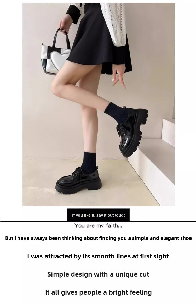 Preppy Damen Chunky Platform Oxfords mit runder Spitze, aus Lackleder, mit Schnürung, mit rutschfester Sohle, lässige Loafer-Schuhe – Detail 1