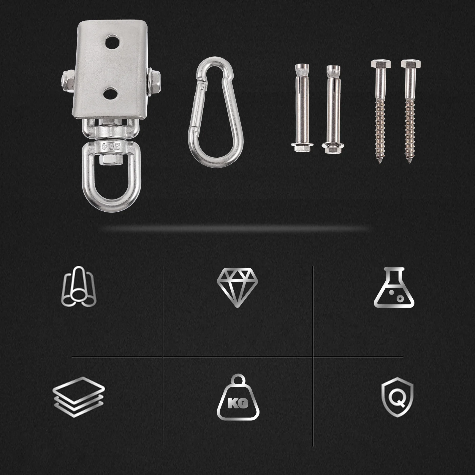 

Stainless Steel Hammock Hooks Durable Lifting Hanging Kits Swing Fittings Safe Workmanship Wide Applications Outdoor Furniture