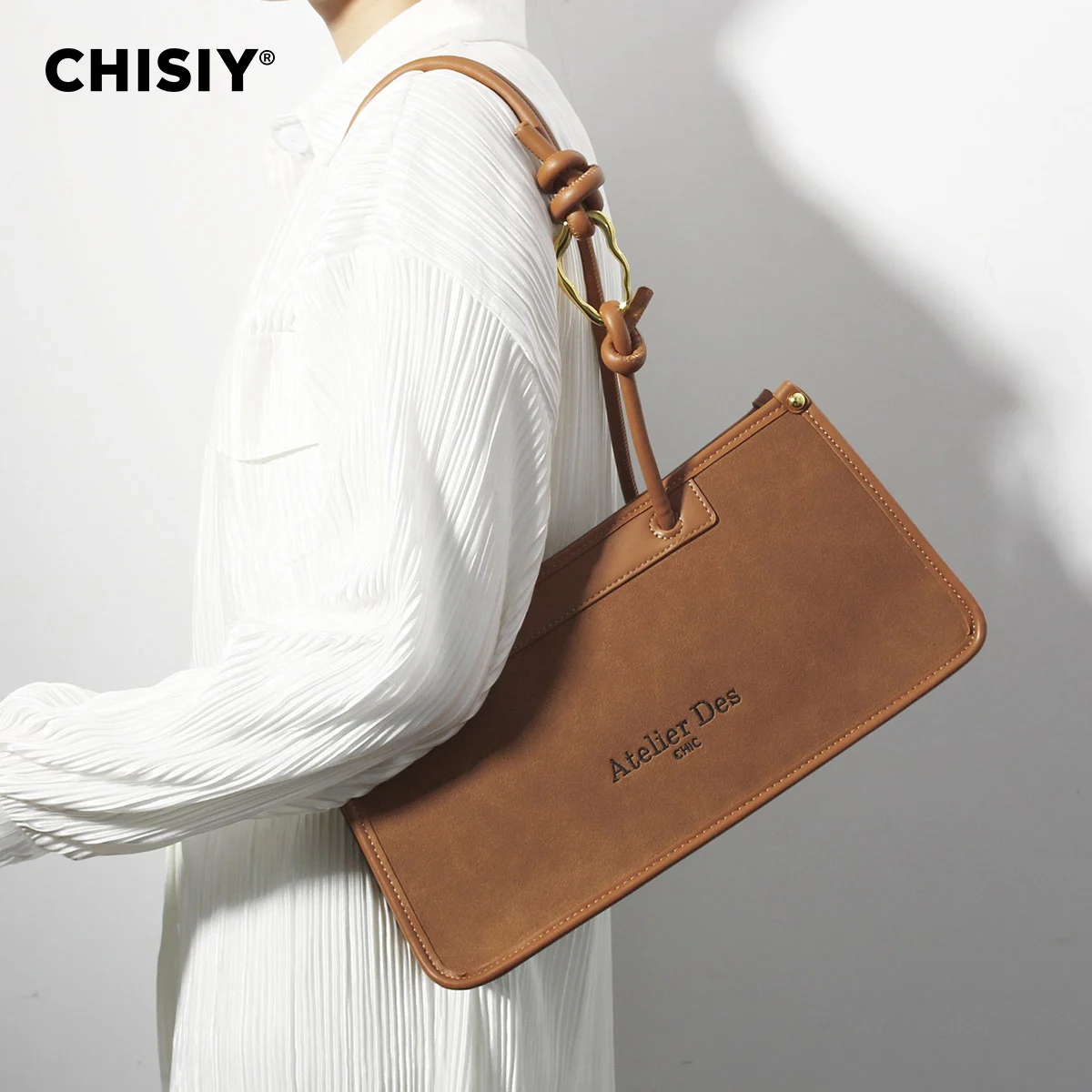 CHISIY Original Handmade Canvas Large Capacity French Stick Bag Large Capacity Commuter Splicing Design Single Shoulder Handbag