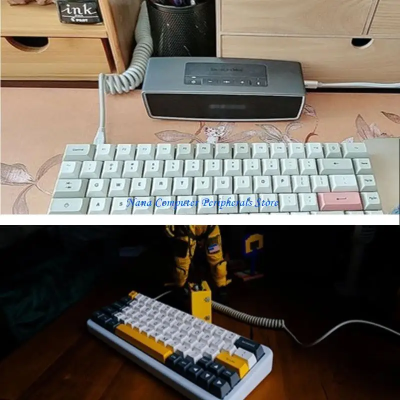 Teclado fio enrolado F68C GH60 USB V2 MINI MICRO TIPO C USB PORTA PARA 2 XD64 XD75 XD96 Teclado