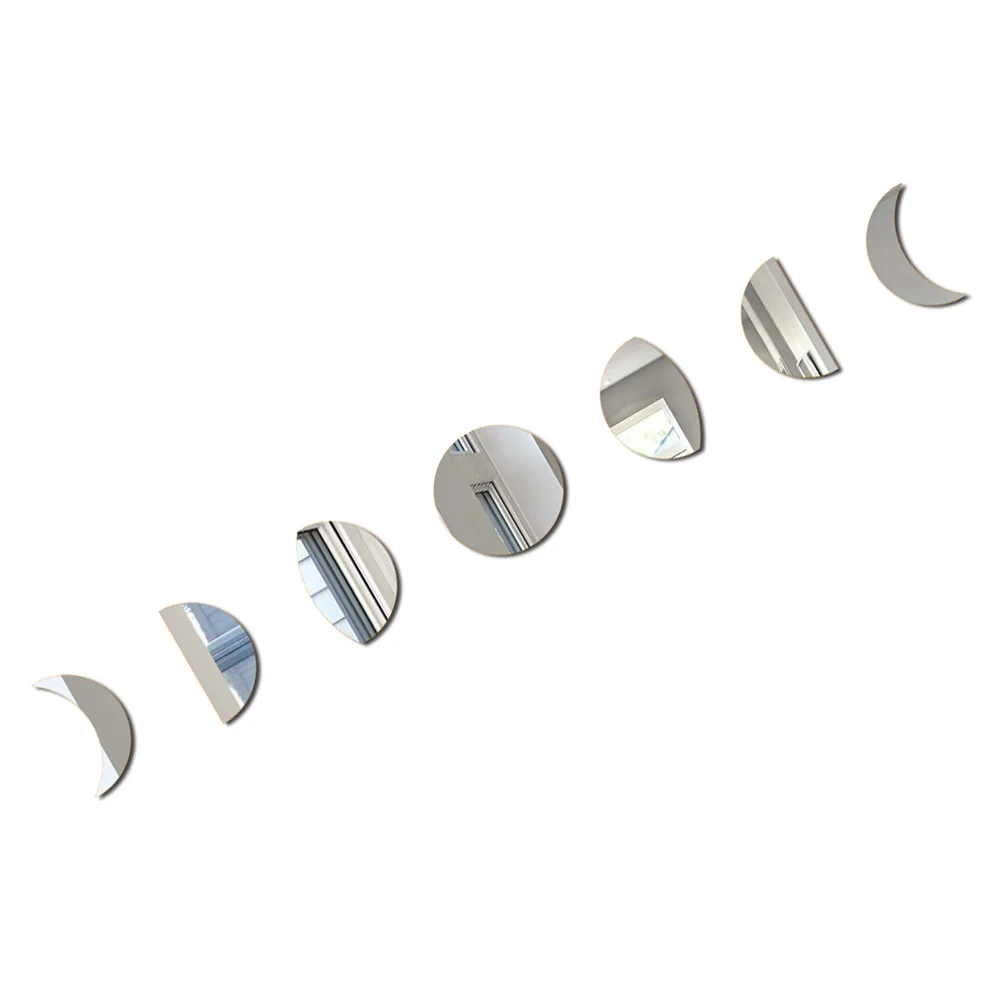 Wall Stickers Mirror Living Room Moon Adhesive Phase Hanging Acrylic Ornament Bedroom