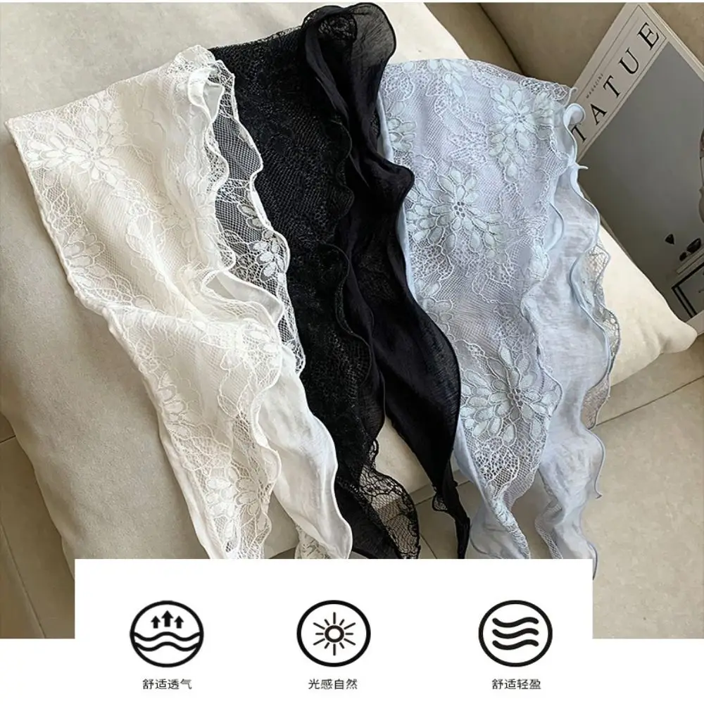 

New Hollow Out Lace Scarf Solid Color Premium Sense Hair Scarf Headband Embroidery Vintage Waist Scarf Daily Wear