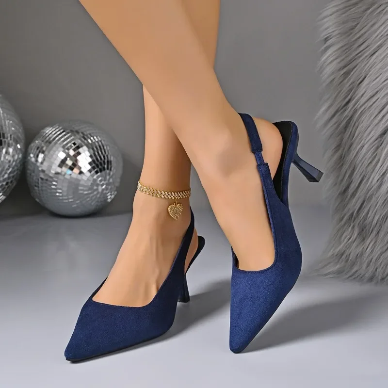 Women Shoes Suede Woman Pumps Pointed Hollow Out High Heels 7 CM Summer Sandals Occupation Office Shoes for Women