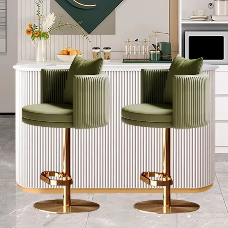Adjustable Height Bar Stool Swivel Leather Upholstered High Chair for Kitchen Island Home Bar Deluxe Modern Design