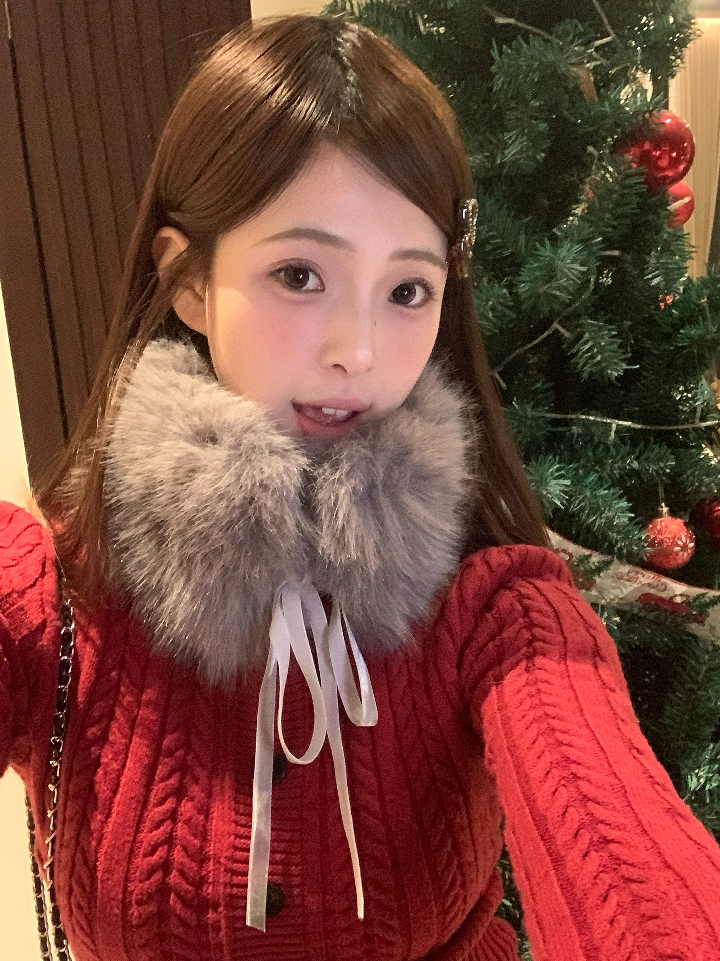 韓国風厚手冬用スカーフ-レディース-おしゃれファー付きネックウォーマー-長方形保温アクセサリー