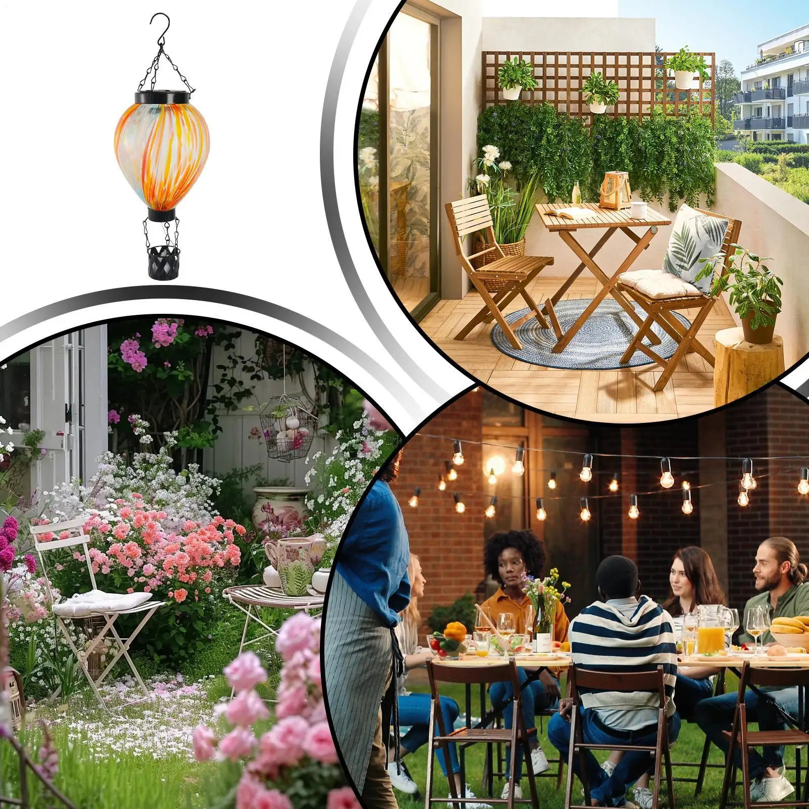 Hot Air Balloon Solar Light Garden Decoration Outside Pathway Lamps For Homeowners Garden Holiday Decorators Landscape Artists