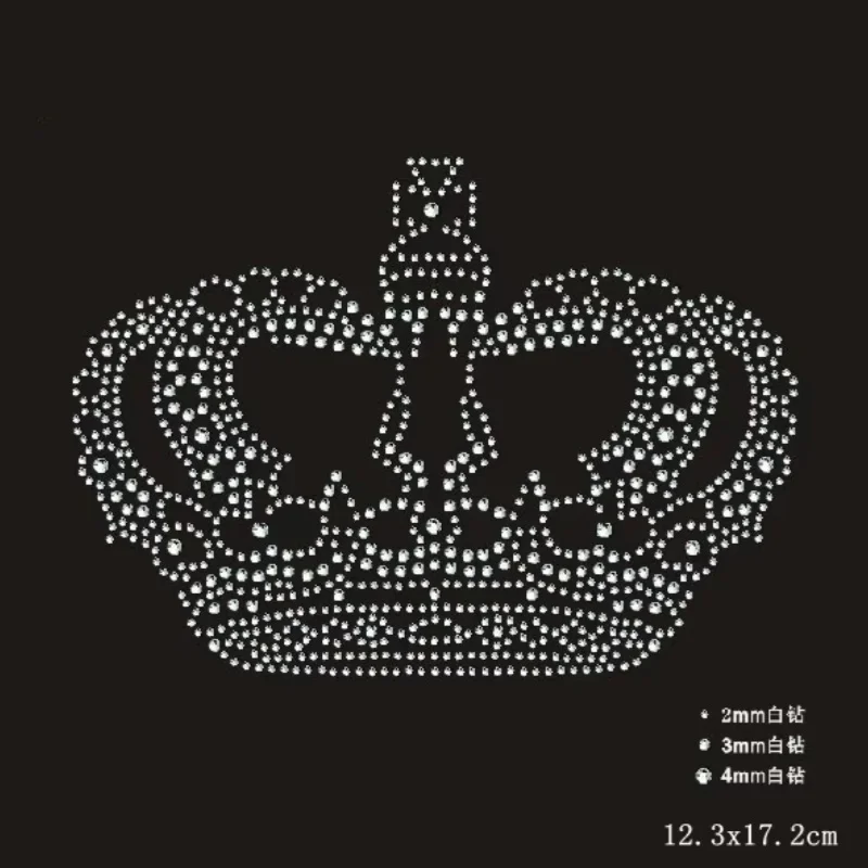 2PC/Lot Iron on Crystal Crown Rhinestones Transfer Design Patches Hot Fix Applique Rhinestone Transfer Designs