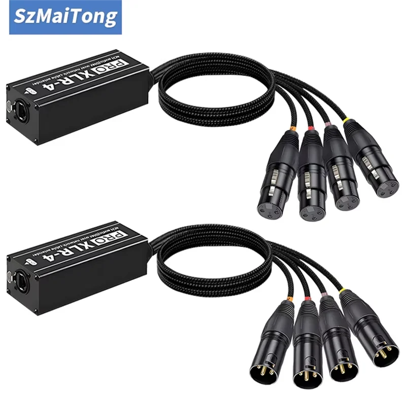 4-Channel XLR Audio And DMX Network Cable Extender, DMX512 Network Signal Extender For Stage Sound Lighting Studio-X64A