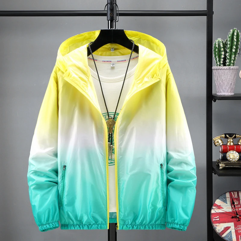 

Summer Men's Sun Screen Jackets Outdoor Men Ultra Light Quick Dry Hiking Hooded Coats Men Fishing Breathable Zipper Jackets