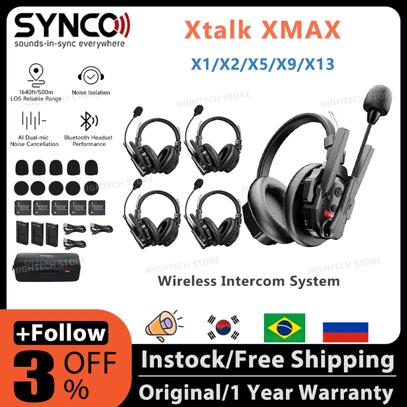 New SYNCO Xtalk XMAX X2 X5 X9 X13 Wireless Headset Full-duplex Intercom Communication System for Filmmaking Live performances