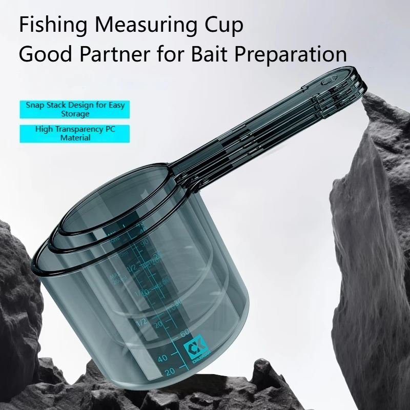 

Fishing Bait Cups Set with Scale 3pcs Measuring Cup with Handle Fishing Tools Designed for Precise Bait-to-water Ratio Control