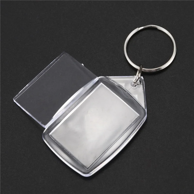 FUFU 40X Clear Acrylic Plastic Blank Keyrings Insert Passport Photo Keychain Keyfob