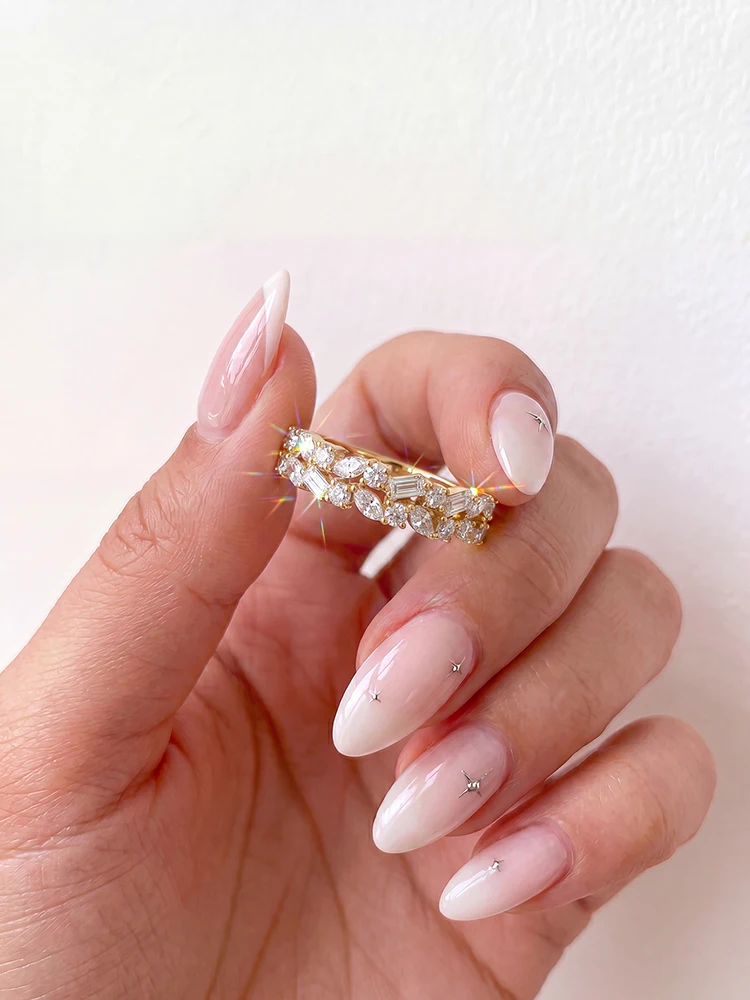 Wunderschöner Rechteckiger Marquise-Rund-Zirkon-Doppelring für Damen aus 925 Sterling Silber, Verlobungs- und Hochzeitsschmuck von hoher Qualität. – Detail 4